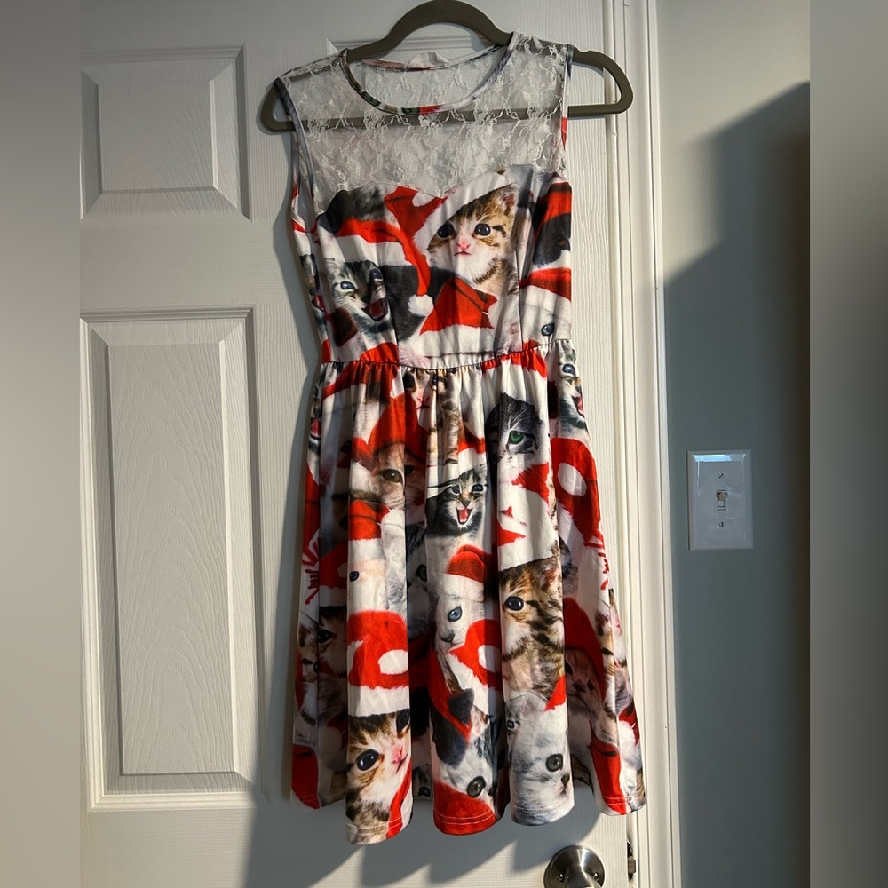 ‼️Santa Hat Cats Christmas Holiday Dress // LAST CHANCE ‼️